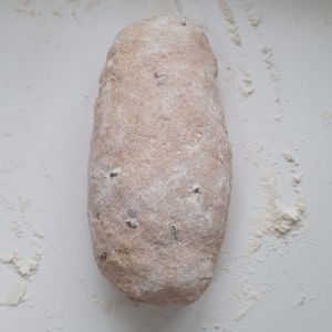 Image of spelt loaf shaped dough