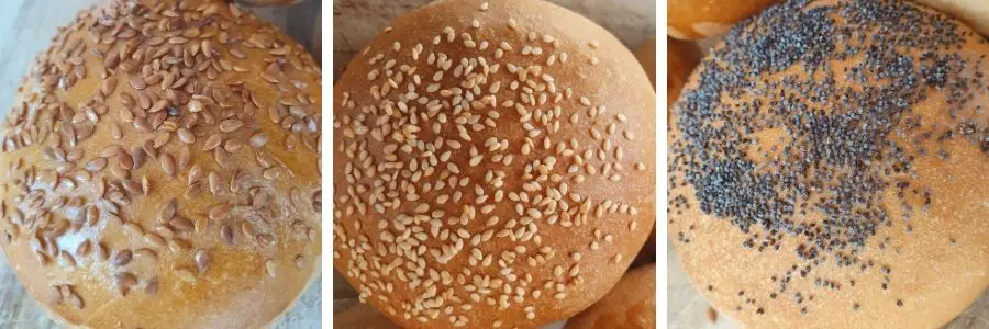 Image of different seed top rolls including flax, poppy and sesame