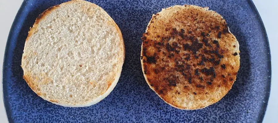 Image of an English Muffin toasted in a pan